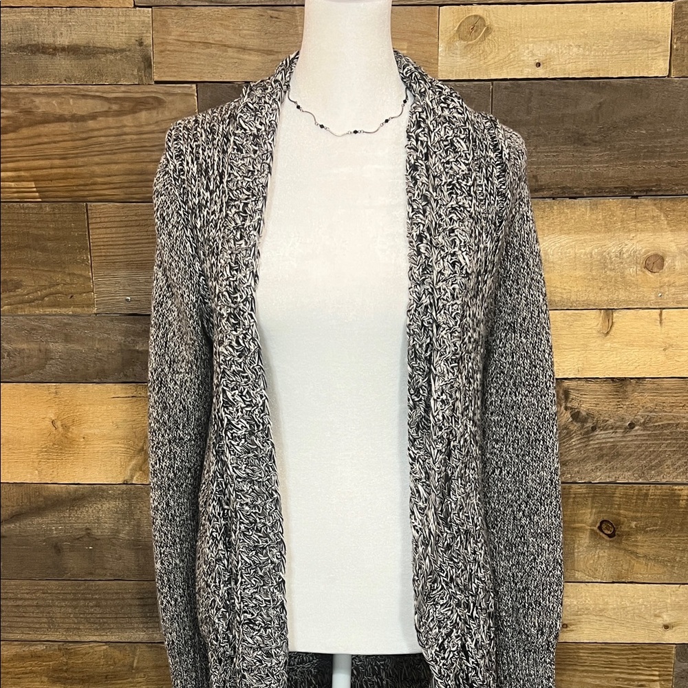 Eddie Bauer Women's Gray Open-Front, Open Knit Sweater